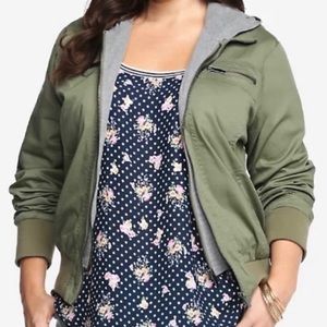 Torrid olive n grey Bomber Hoodie Jacket 2X